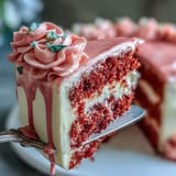 Showstopper Rosé Velvet Cake, drizzled in shimmering edible gold.
