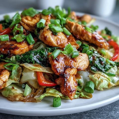 Stir-fried Chicken Cabbage Stir-Fry with crisp vegetables and savory sauce being tossed in a hot wok.