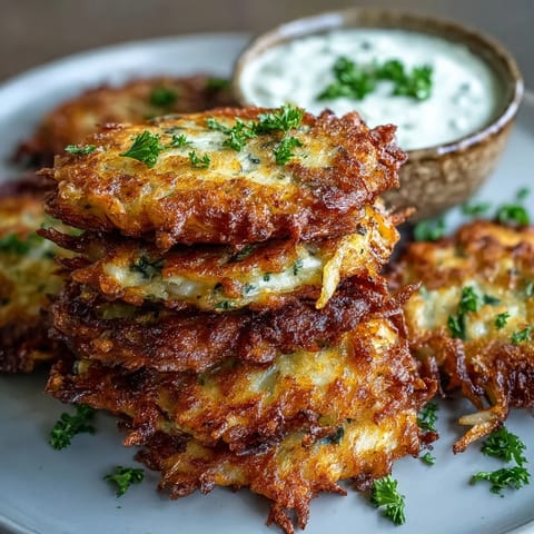 Fried cabbage fritters with dipping sauce, topped with fresh parsley, on a white plate next to lemon wedges.