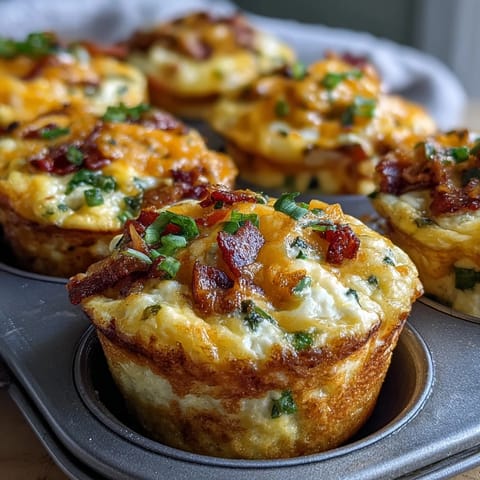 Freshly baked Breakfast Egg Muffins featuring fluffy egg centers with colorful bell peppers and onions, ready for a quick, gluten-free breakfast.