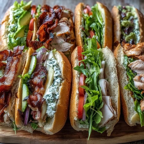 Vibrant sandwich board featuring deli meats, cheeses, and colorful vegetables, perfect for building your own picnic meal.  