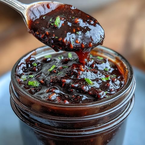 Glossy, homemade blackberry jalapeño BBQ sauce in a bowl, perfect for dipping.