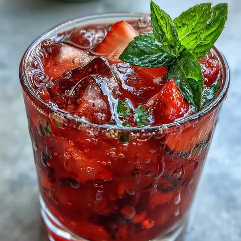 Vibrant Juneteenth Red Drink: Hibiscus Strawberry Lemonade ready for summer enjoyment.