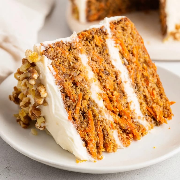 Warm spices and moist textures combine in this classic homemade Carrot Cake dessert.