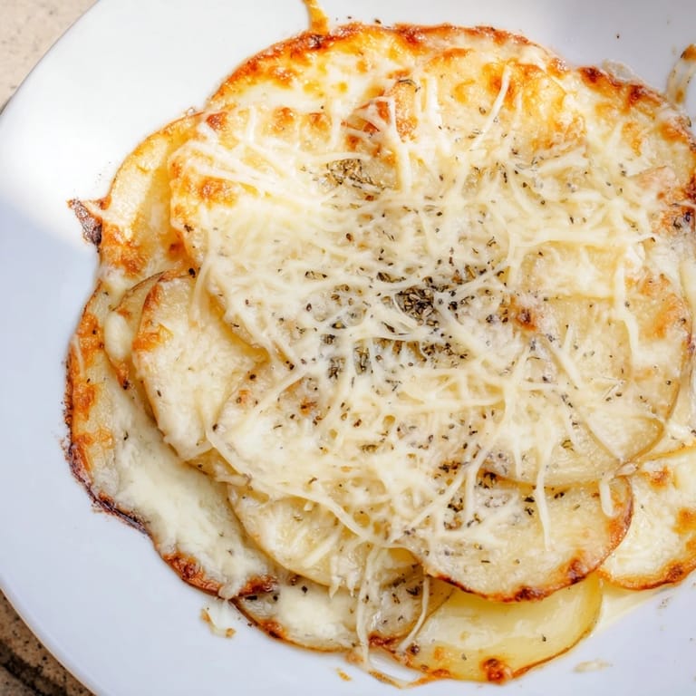 Sliced potatoes baked in a rich cream sauce, these Au Gratin Potatoes also have a bubbly cheese topping.