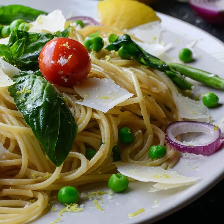 Topped with Parmesan and fresh basil, this Italian-inspired pasta recipe is a colorful, easy spring meal.