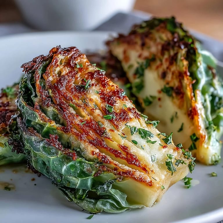 Crispy Roasted Garlic Parmesan Cabbage Wedges on a baking sheet, golden-brown edges and tender centers for an easy side.