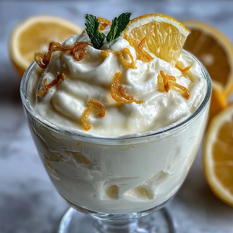 Bright lemon mousse layered over golden shortbread crumble, topped with fresh berries for a refreshing treat.