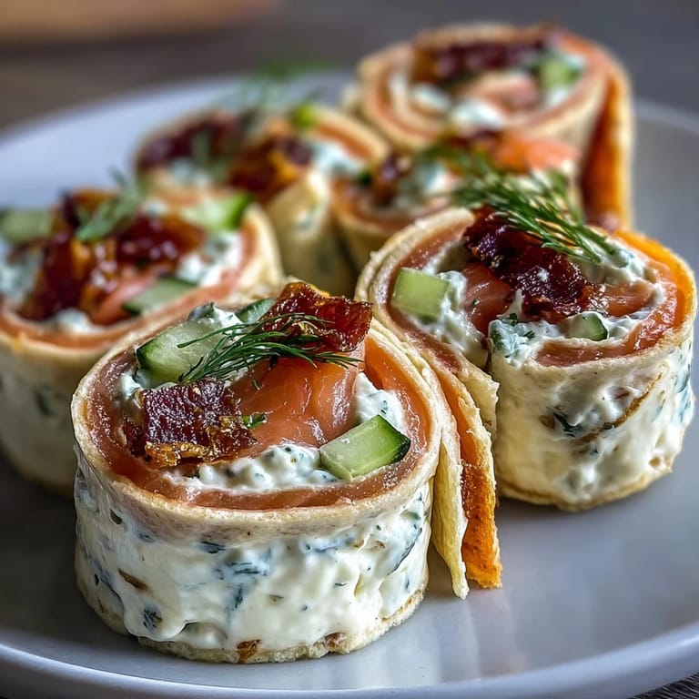 Elegant smoked salmon pinwheels with cucumber and cream cheese, perfect for brunch or party appetizers
