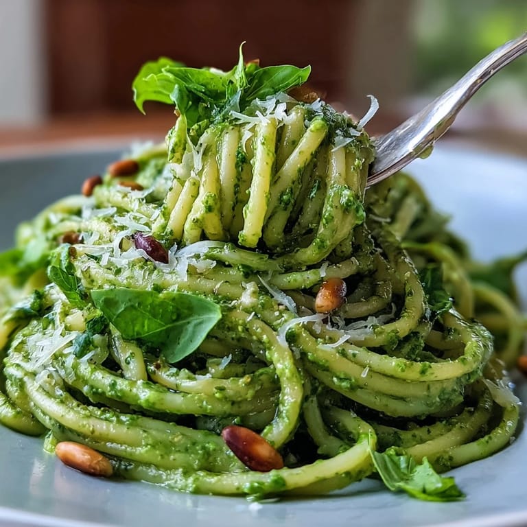 No-cook avocado pesto coats linguine pasta for a quick and healthy vegetarian dinner.