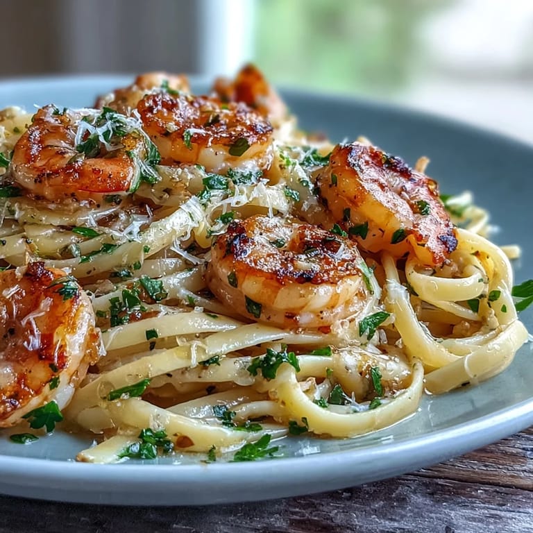 Bright Shrimp Scampi Linguine in white wine sauce, a perfect weeknight restaurant-quality meal.