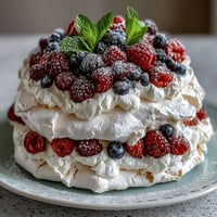 1. Mothers Day Pavlova with Mixed Berries: Crisp meringue shell topped with fluffy whipped cream and a colorful medley of fresh strawberries, raspberries, blueberries, and blackberries.  